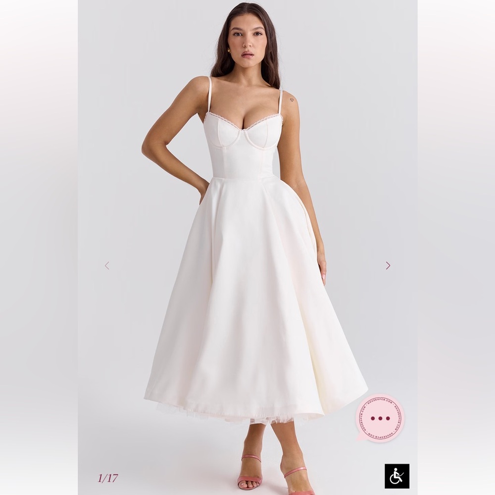 House of CB Mademoiselle Ivory Tulle Midi Dress